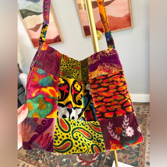 Colorful Patchwork Velvet Bag - Picture 4 of 6